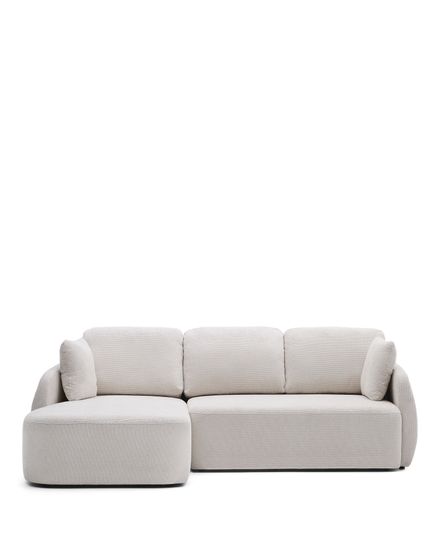 Laira 3-местный диван-кровать из шенилла с шезлонгом слева цвет экрю 246 см