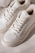 Короткие зимние кеды из натуральной кожи SIENA white