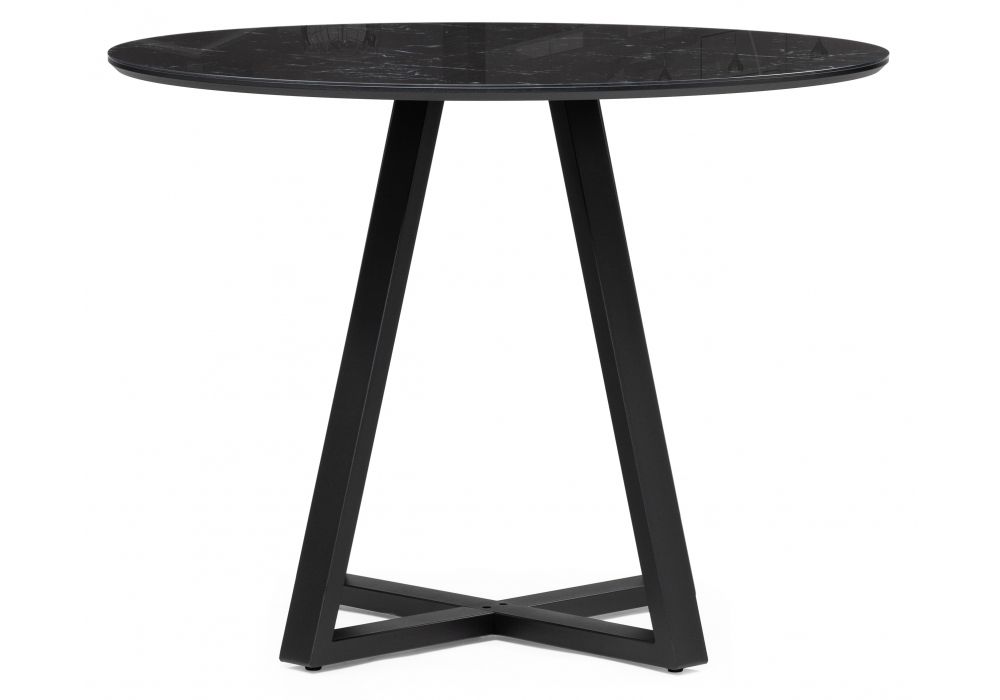 Стеклянный стол Норфолк 100х78 черный мрамор / черный