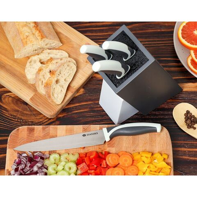 Набор ножей 5 пр, 20;20;12.5;9 см, нерж сталь, рук пласт, с подст, Daniks, Маренго, JA20190132