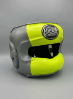 Шлем боксерский с бампером Arcada салатовый-серый