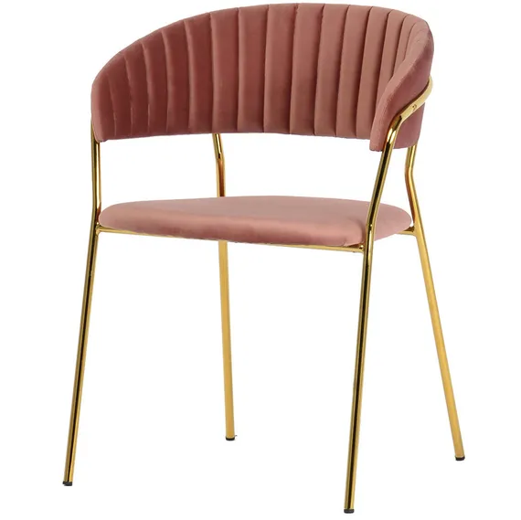Стул Turin коралловый с золотыми ножками