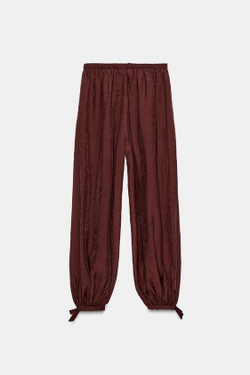 ZARA БРЮКИ-БАГГИ С ЗАВЯЗКАМИ — ZW COLLECTION, ЧЕРЕПИЧНЫЙ