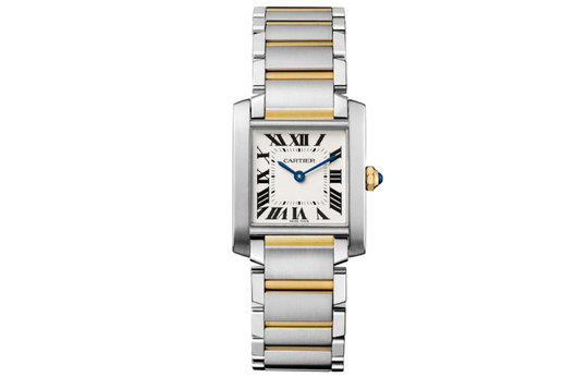 CARTIER TANK DE Quartz Movement 30m Water Resistance Women"s Watch Watch 25mm Gold Dial Stainless Steel Case