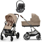 Коляска Cybex Balios S Lux TPE complete Cloud T Mirage Grey Plus Base T 4 в 1 Almond Beige с дождевиками