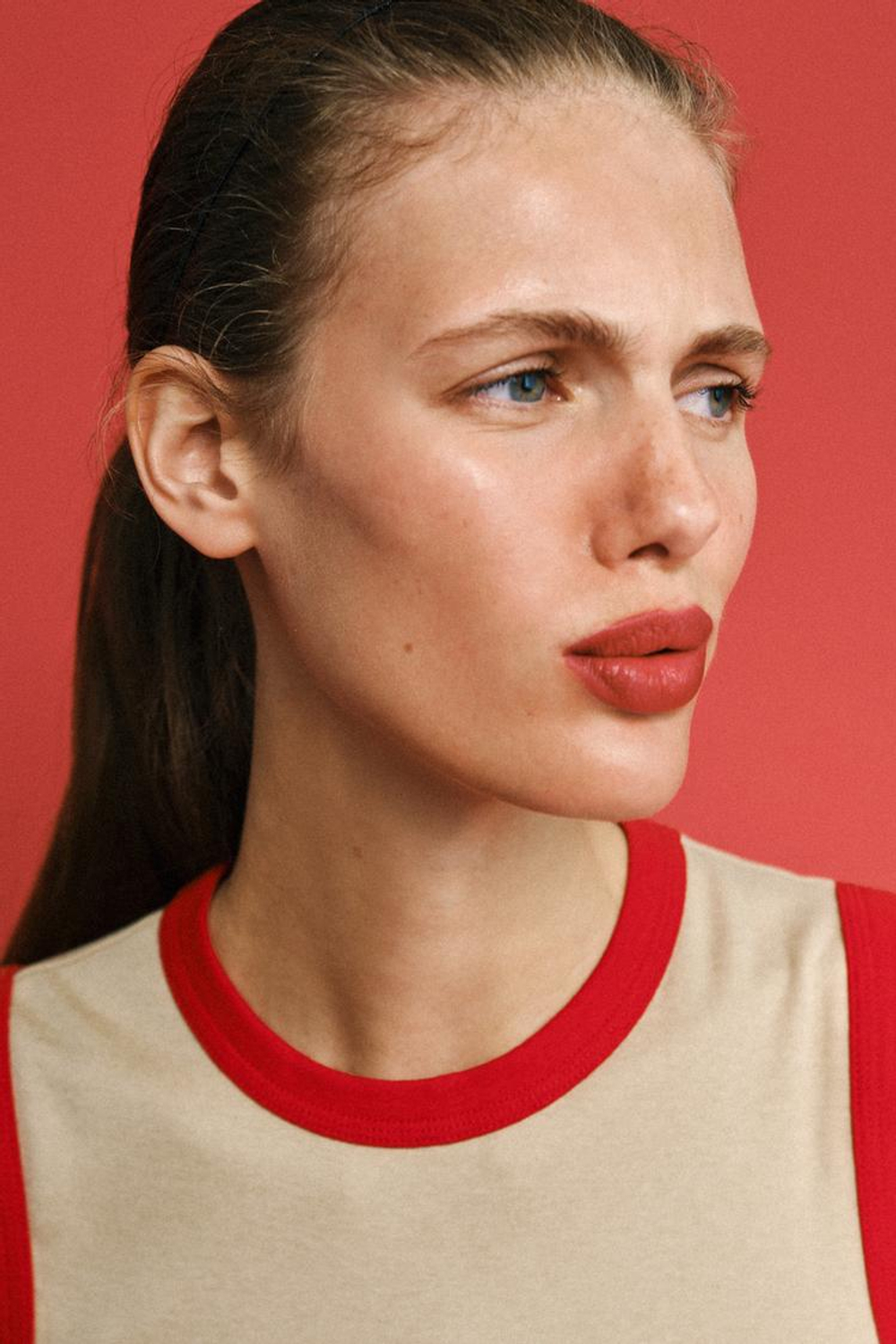 ZARA ФУТБОЛКА С КОНТРАСТНЫМИ ПОЛОСАМИ,БЕЖЕВЫЙ