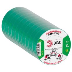 Изолента ЭРА ET1510GREEN ПВХ 15мм х 10м зеленая | Изолента