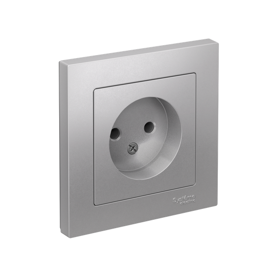 Розетка 1-м СП AtlasDesign 16А IP20 без заземл. в сборе алюм. SE ATN000340