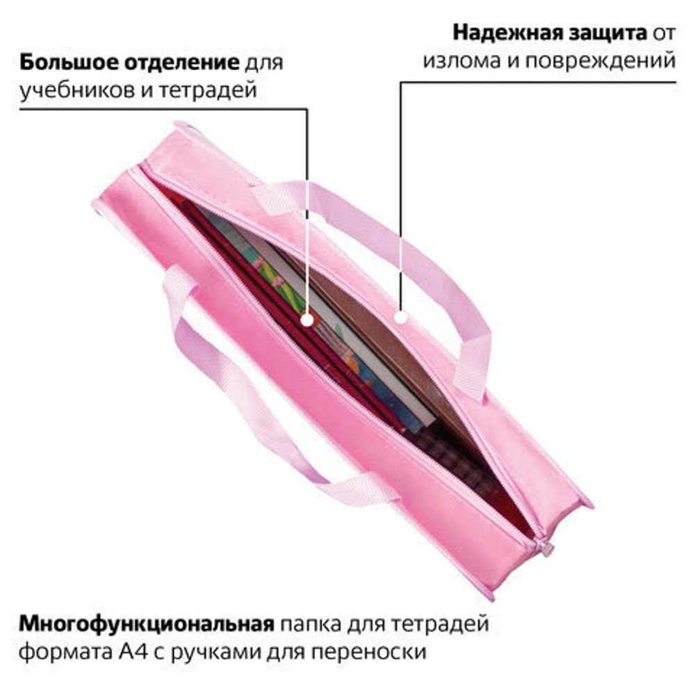 Папка на молнии с ручками ЮНЛАНДИЯ А4, 1 отделение, пластик, ширина 80 мм, "Gray kittens", 228170
