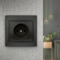 Розетка Intro Plano 1-201-05 без заземления 2P 16А-250В IP20 скрытой установки черный