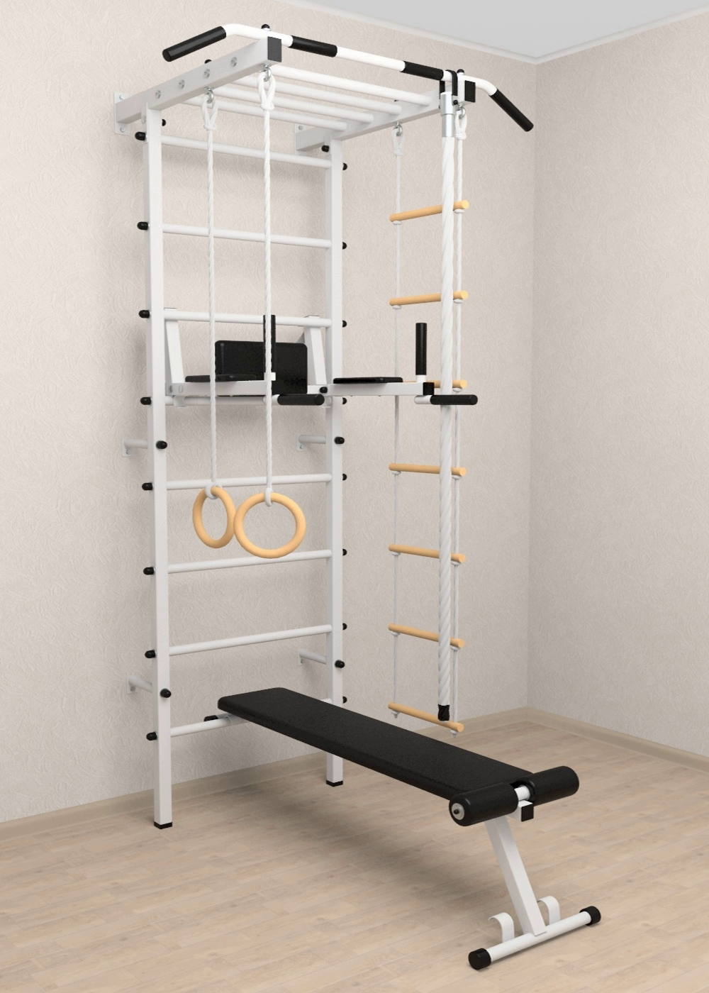 Шведская стенка Sv Pro рукоход 855 (Турник Pro рукоход/Брусья/стойка/Скамья/Канат/Kольца/Лестница)