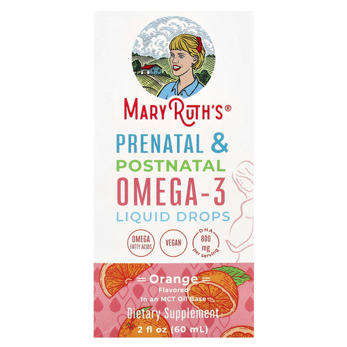 MaryRuth's, Пренатальные и послеродовые жидкие капли с омега-3, апельсин, 60 мл (2 жидк. унц.)