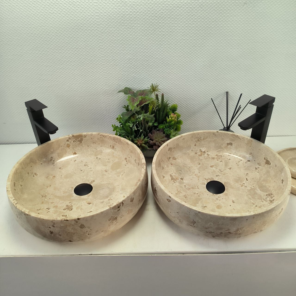 Раковина из мрамора ПАРА! Donut Cream DM-62512 45*45*13 0119