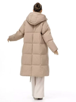 Пуховик длинный с капюшоном, бежевый, SilverFox
