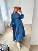 Лёгкое платье на пуговицах синее 4