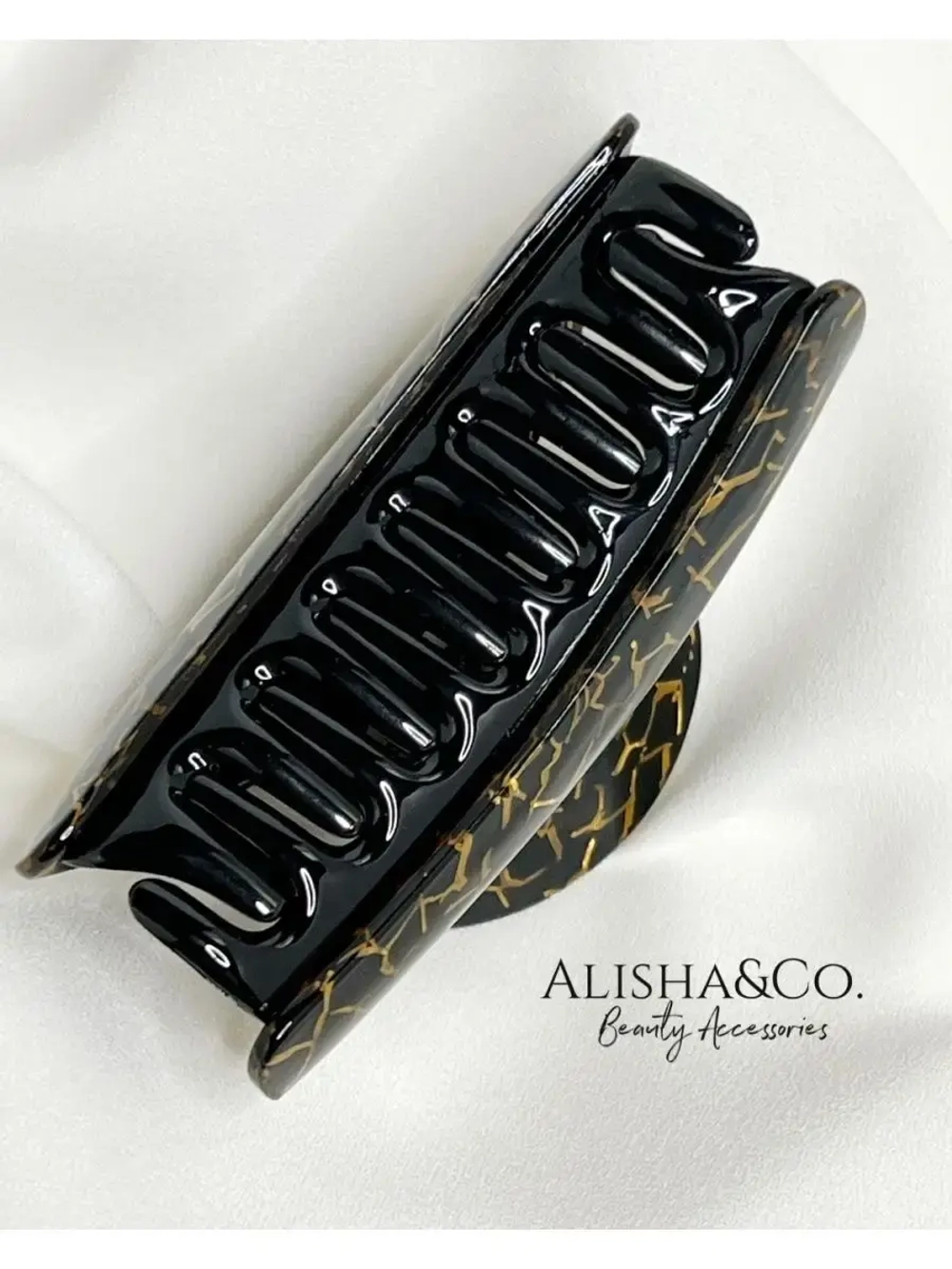 Аксессуар для волос Крабик большой черный Black & Gold Shell