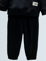 11586 Костюм детский брюки и лонгслив на стойке футер 2-х нитка начес черный (68-134/140)