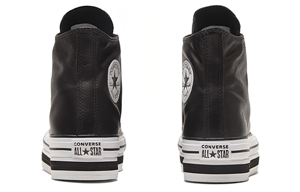 Converse All Star series Platform Layer non-slip lightweight wear-resistant high-top sneakers women's black and white