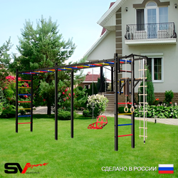 Уличная шведская стенка Sv Sport рукоход х 2 У54000 (Турник/Брусья/Со спинкой/Канат/кольца/лестница)