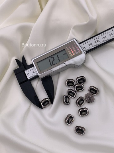 Пуговицы Графит стразы 12,5 мм