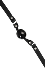 Черный кляп-леденец на кожаных ремешках со вкусом бейлиз (Цвет: черный)