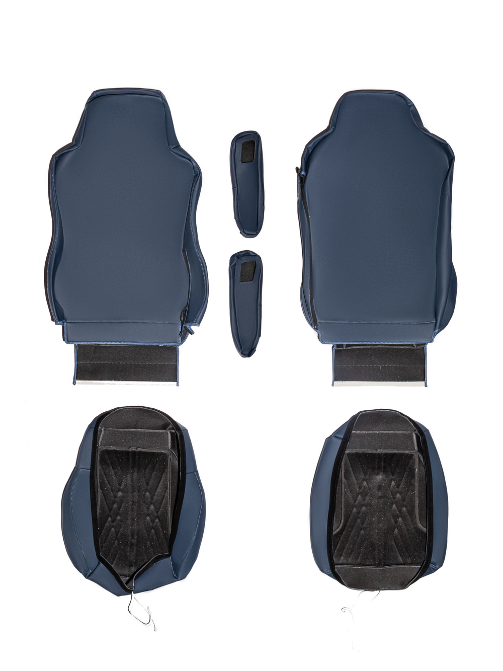 Чехлы Люкс MAN TGX до 2021 года (экокожа, синий, черная вставка)