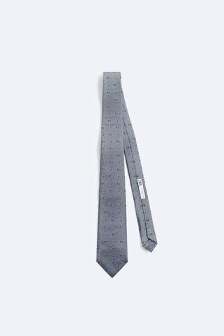 ZARA ГАЛСТУК JACQUARD ИЗ 100% ШЕЛКА С ПРИНТОМ ПЕЙСЛИ, СИНИЙ