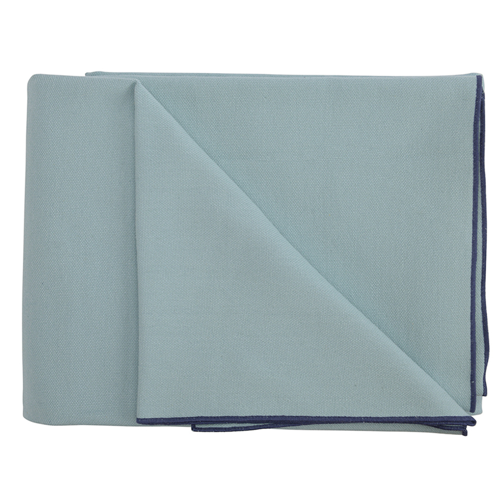 Покрывало из фактурного хлопка голубого цвета с контрастным кантом из коллекции essential, 230х250 см