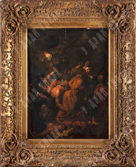 Н/х. Поцелуй Иуды (копия работы А. Ван Дейка). Холст, масло. Западная Европа, XVII? в.