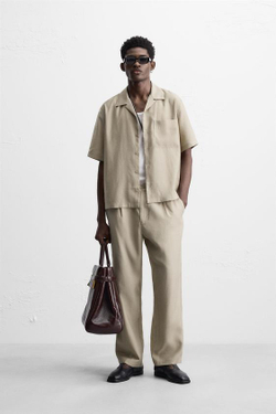 ZARA СТРУЯЩИЕСЯ БРЮКИ RELAXED FIT, ОЛИВКОВЫЙ