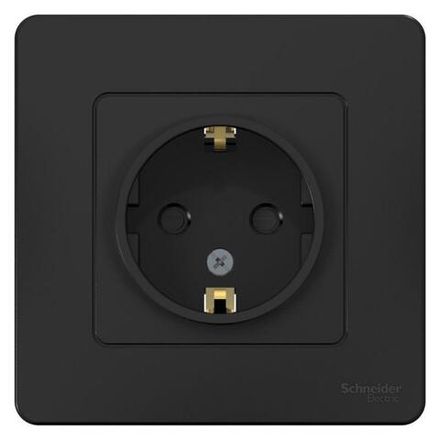 Розетка 1-м СП Blanca 16А IP20 250В с заземл. защ. шторки антрацит SE BLNRS001116