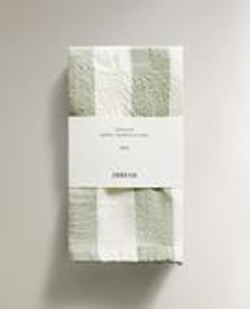 ZARA HOME НАБОР САЛФЕТОК С ТКАНЫМ УЗОРОМ В ПОЛОСКУ (2 ШТ.), СИНИЙ