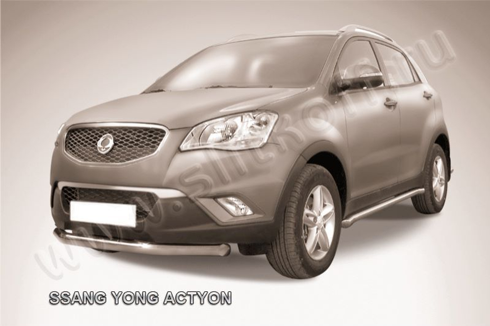 Защита переднего бампера (нержавейка) SsangYong Actyon (2010-2013) d76