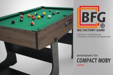 Бильярд BFG Compact Moby 4 (Анкор) (Пул, анкор/черный (ЛДСП), ЛДСП_16, Сукно Euro Pro 30 ш1.98м, Х/б сетка)
