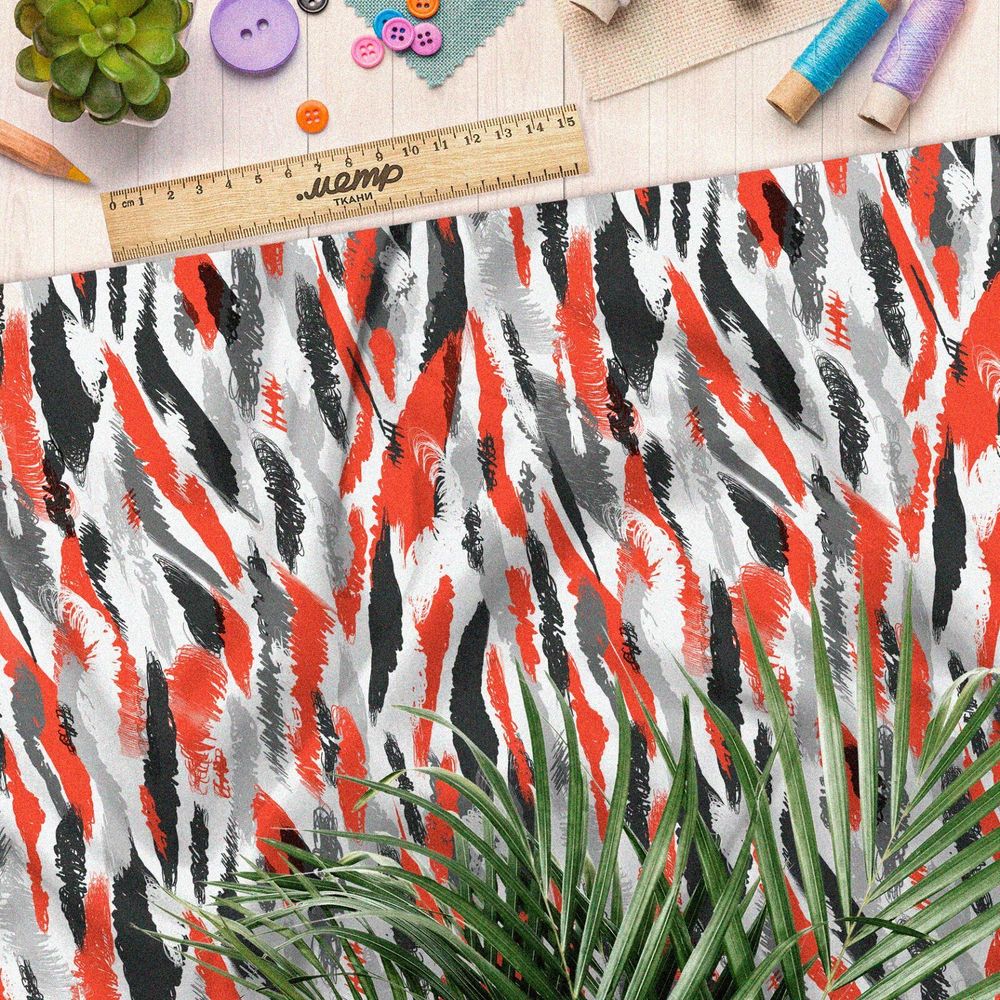 Ткань оксфорд 210 черно оранжевые полоски