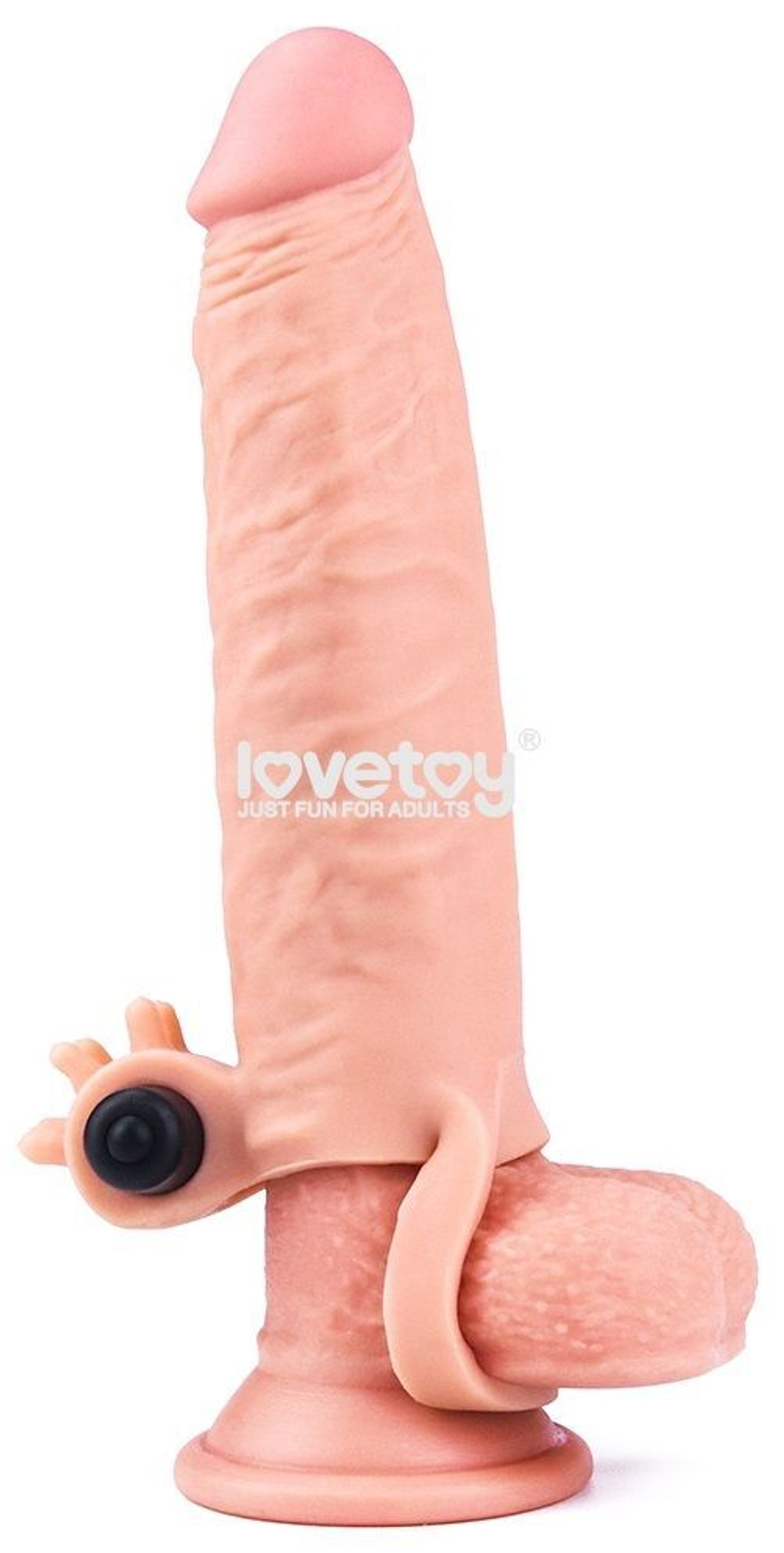 Телесная насадка-удлинитель с вибрацией - 19 см. (Цвет: телесный)