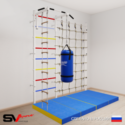Шведская стенка Sv Sport 51150 (Турник стандарт/Лестница/Цепь/Мешок 15кг/Мат 2м/Канатный лаз)