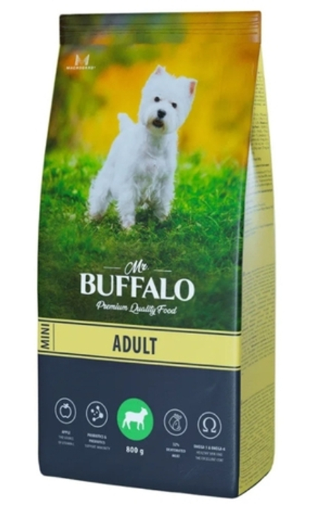 Mr.Buffalo 800г Adult Mini Сухой корм для взрослых собак малых пород Ягненок