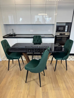 Кухонный раскладной стол "Прадо" черный мрамор и 4 стула Лондон