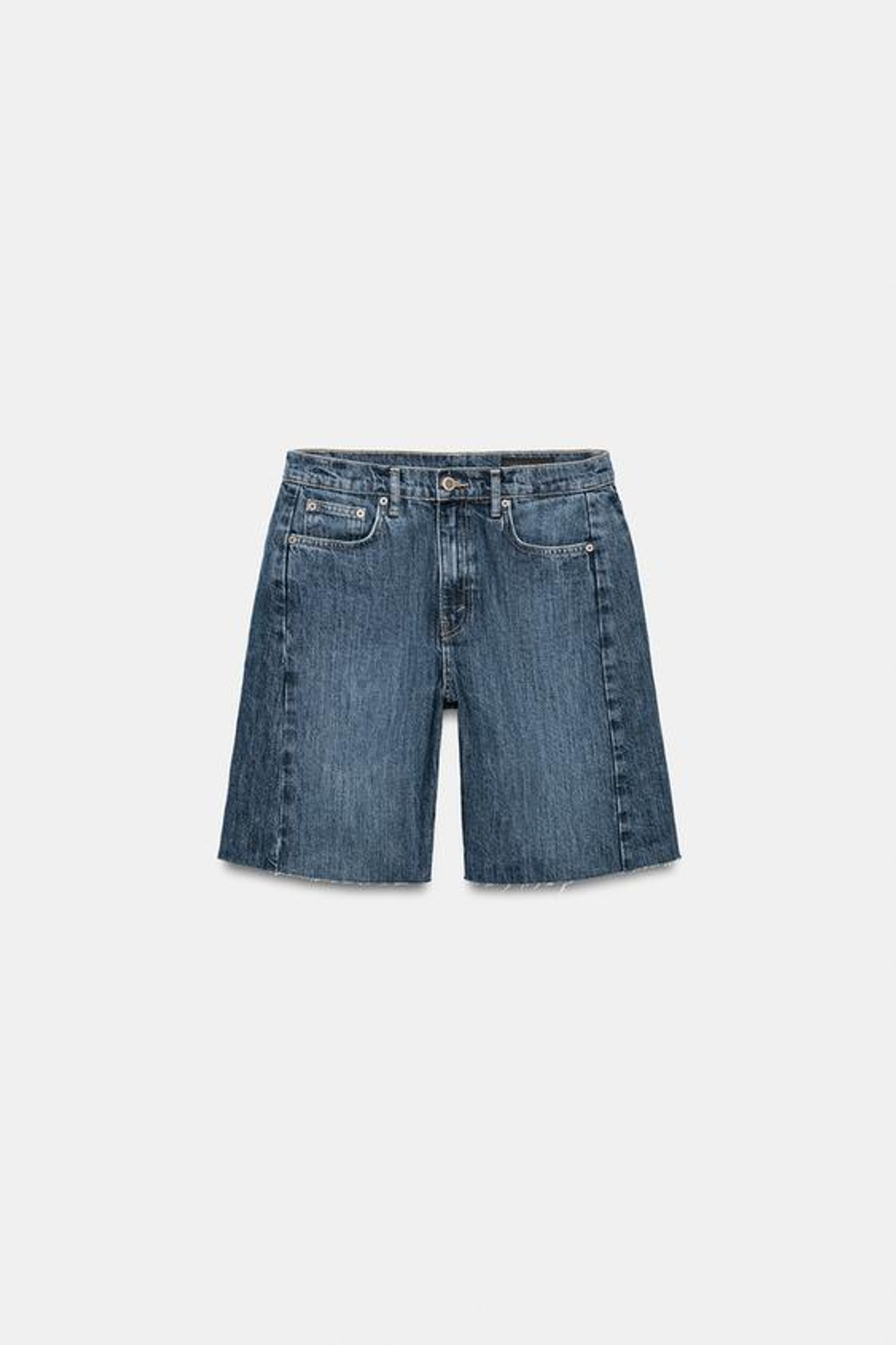 ZARA ДЖИНСОВЫЕ ШОРТЫ RELAXED СО СРЕДНЕЙ ПОСАДКОЙ — ZW COLLECTION, СИНИЙ