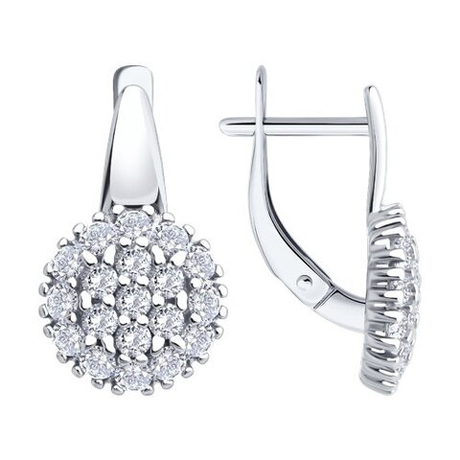 Серьги из серебра с фианитами