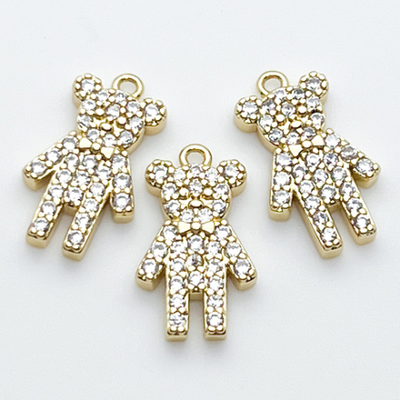 Подвеска Мишка, позолота, фианиты, размер 16*9,5 мм, цена за 1 шт