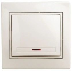 Выключатель Intro Plano 1-102-02 одноклавишный с подсветкой 10А-250В IP20 СУ слоновая кость