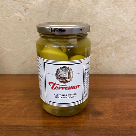 Оливки Torremar Королевские с чесноком 350 гр в стеклянной банке Испания