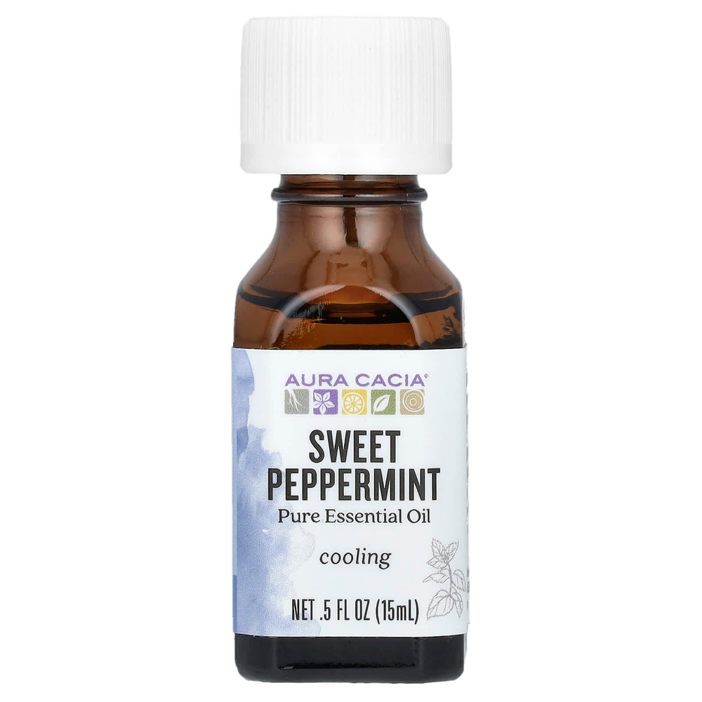 Aura Cacia, Чистое эфирное масло, сладкая перечная мята, 15 мл (0,5 жидк. унц.)