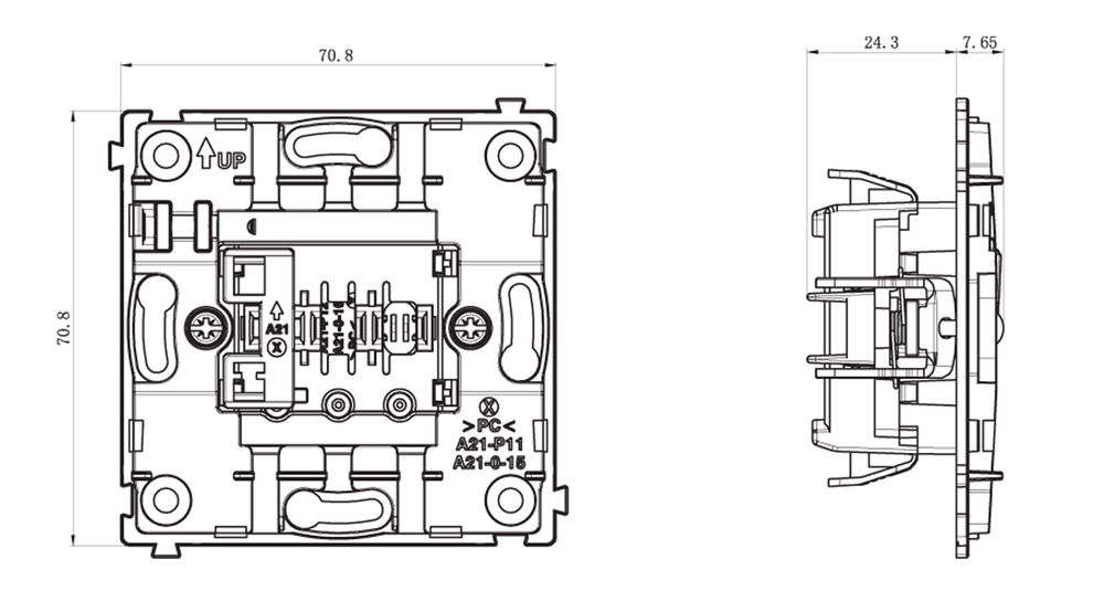 Механизм выключателя 1-клавишного,схема 1,10 A 250 В~ серия (тип) DA