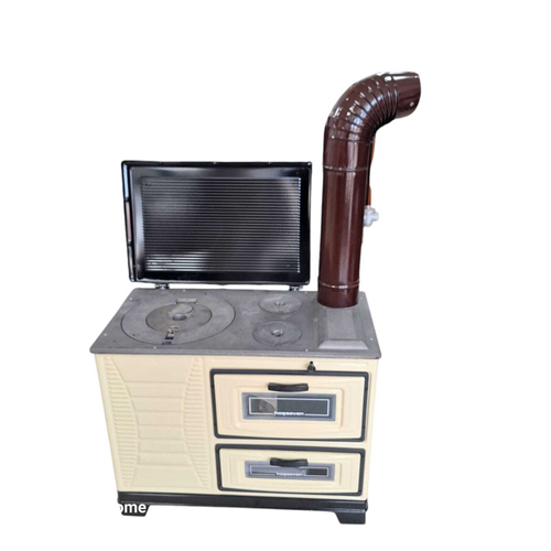 Печь отопительно-варочная Hosseven 4007/1  KOVALI Беж. (с двумя духовками  c газовой горелкой (4 трубы 0,5м +2 колена в комплекте))