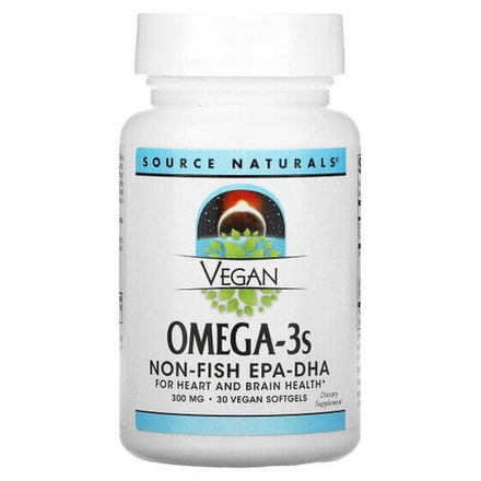 Рыбий жир и Омега 3, 6, 9 Source Naturals, Vegan Omega-3s EPA-DHA, 300 мг, 30 мягких таблеток