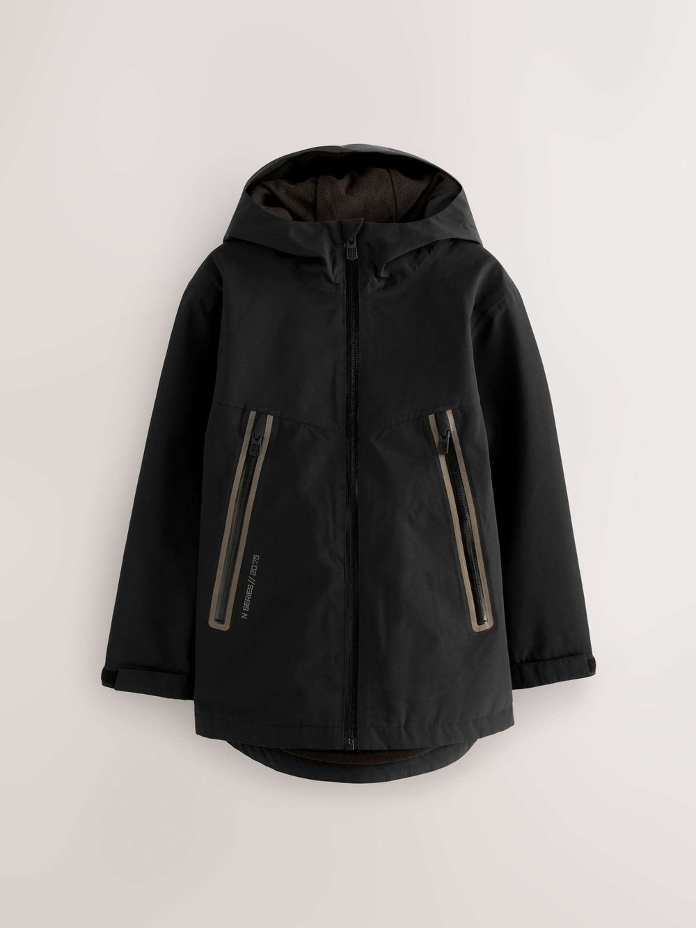 Куртка непромокаемая с флисовой подкладкой и капюшоном для мальчика Next Q51-539, Черный