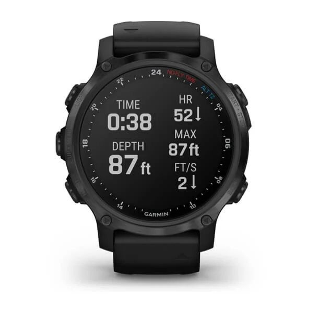 Умные часы Garmin Descent Mk2s угольно-серый корпус с DLC-покрытием, черный силиконовый ремешок